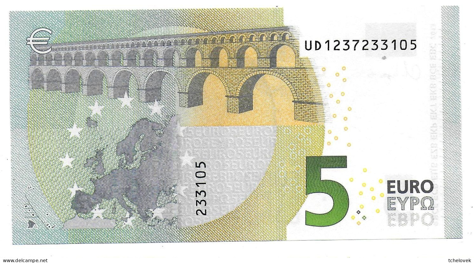 (Billets). 5 Euros 2013 Serie UD, U011B4 Signature 4 Ch. Lagarde N° UD 1237293105 UNC - 5 Euro