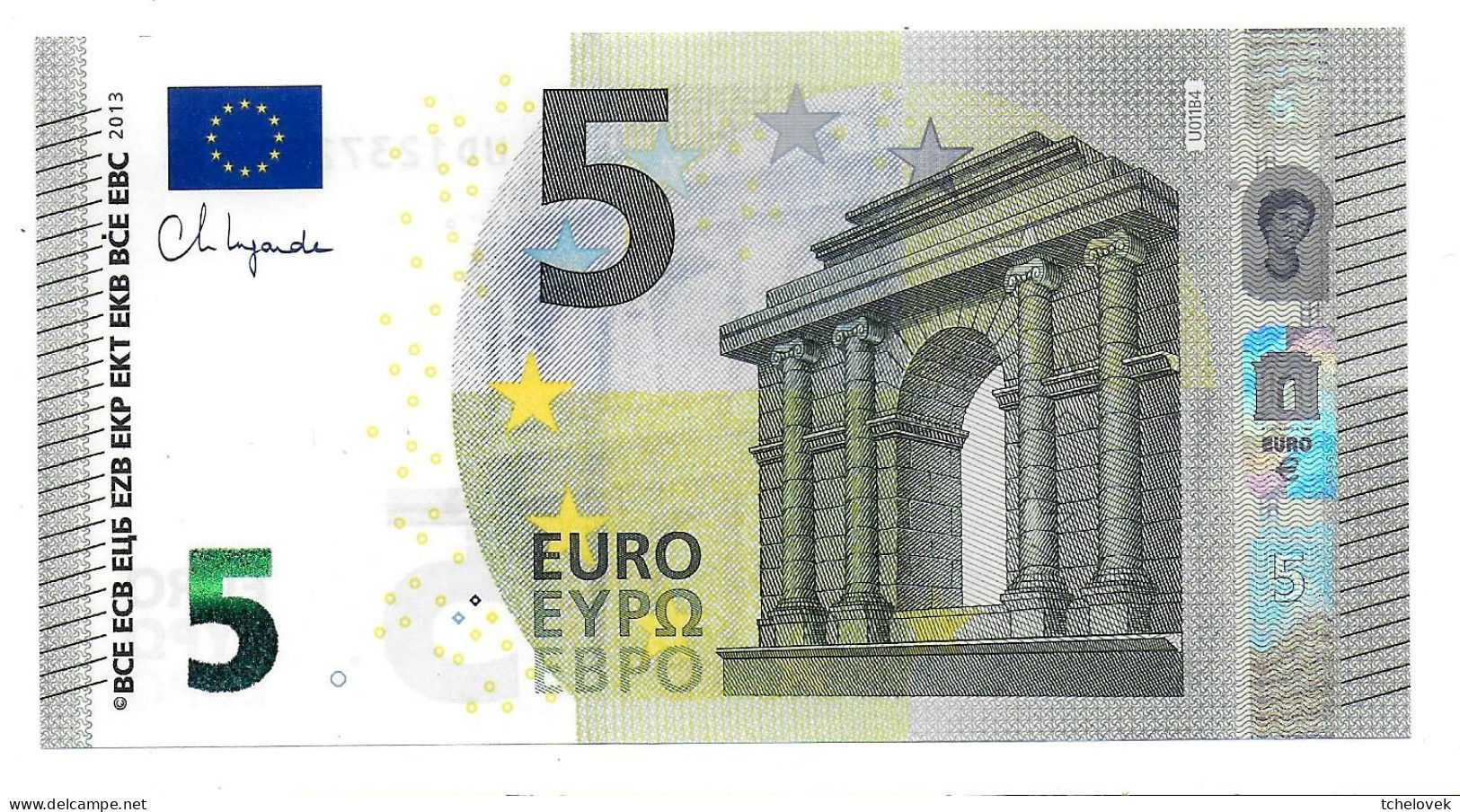 (Billets). 5 Euros 2013 Serie UD, U011B4 Signature 4 Ch. Lagarde N° UD 1237293105 UNC - 5 Euro