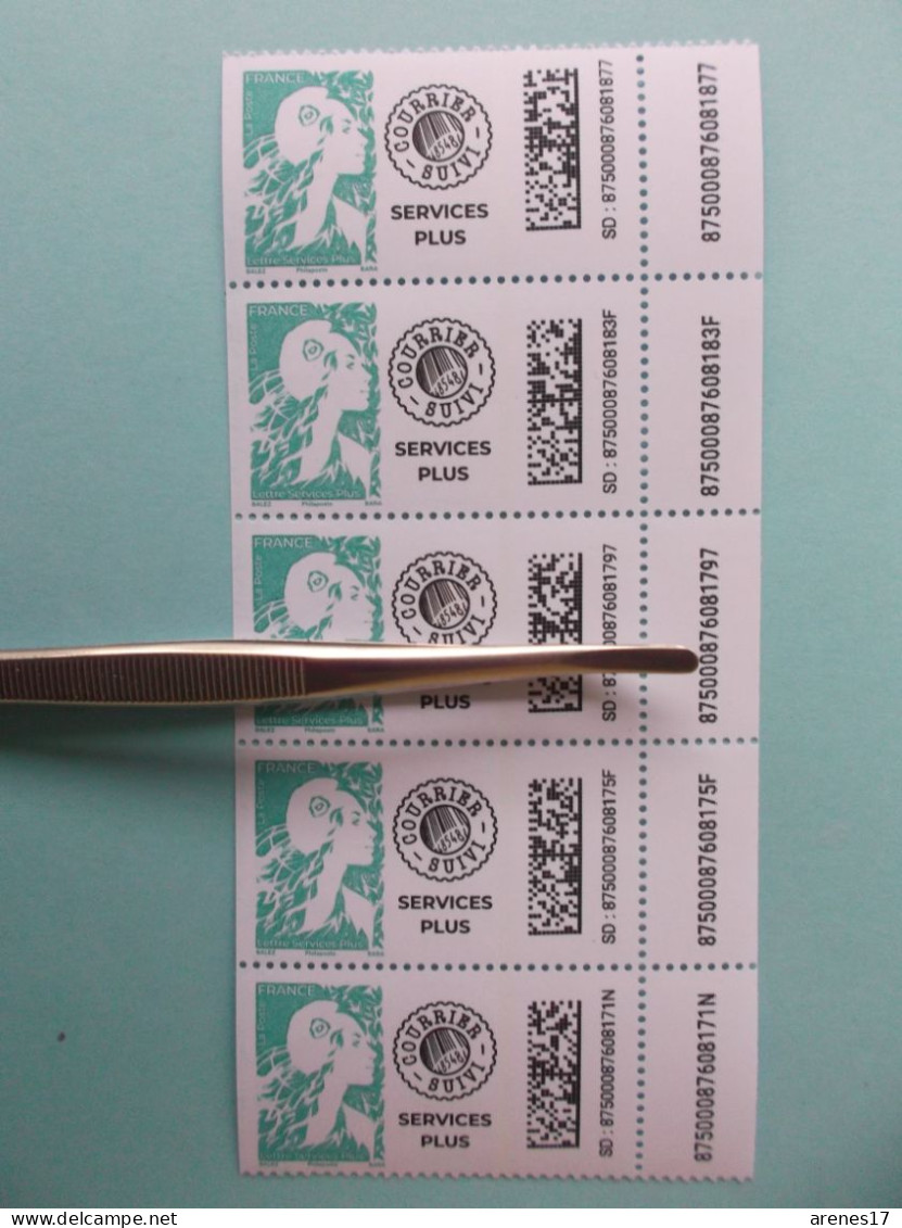 TIMBRE : No: ? NOUVEAU , ROULETTE De 5 TIMBRES  " SERVICE PLUS " VERTE , GOMMEE , XX, En Bon état - Roulettes