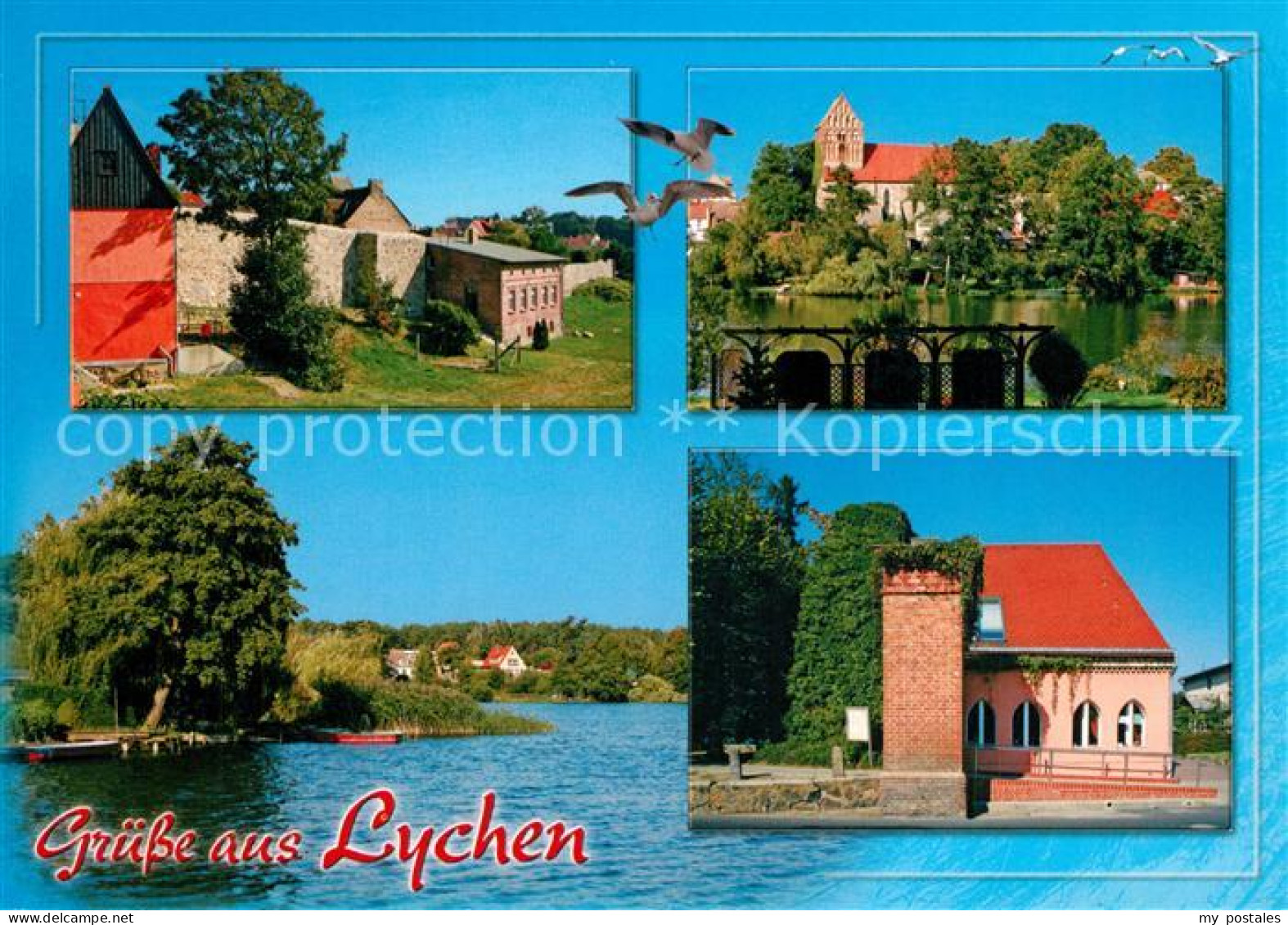 73230892 Lychen Kirche Seepartie Lychen - Lychen