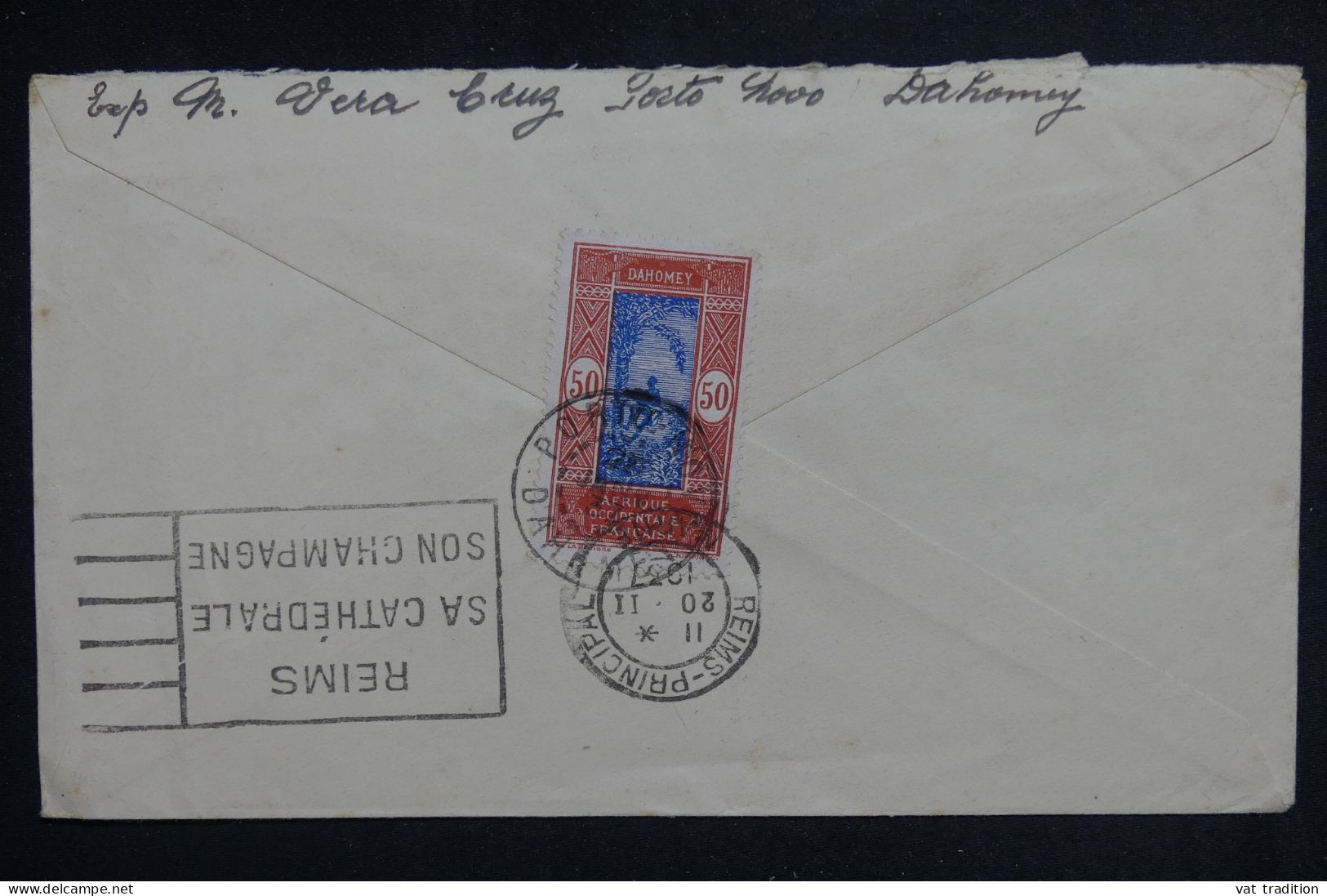 DAHOMEY - Enveloppe De Porto Novo Pour Reims En 1937, Affranchissement Au Verso - L 150373 - Storia Postale