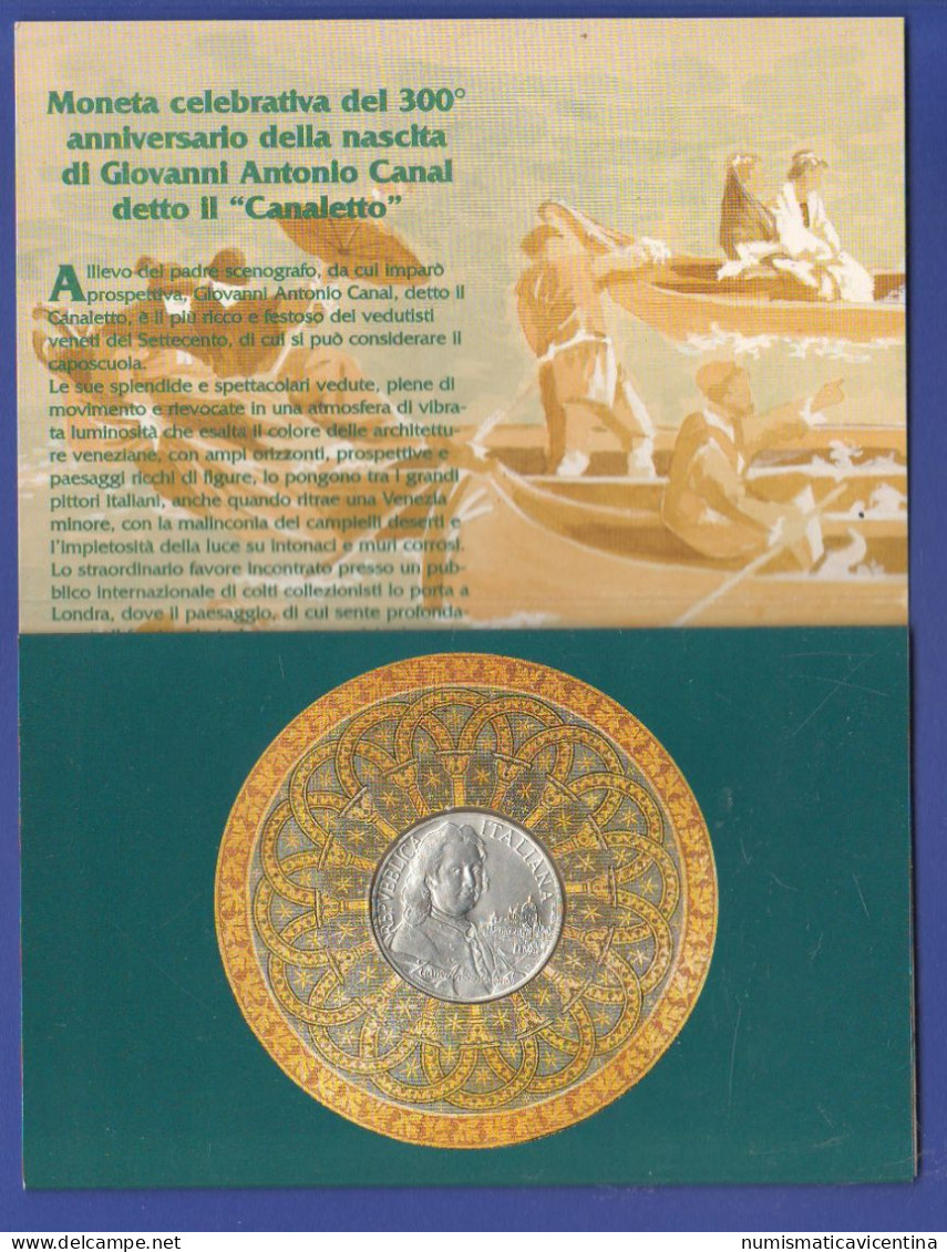 Italia 5000 Lire 1997 Antonio Da Canal Canaletto UNC Italie Silver Commemorative - Conmemorativas