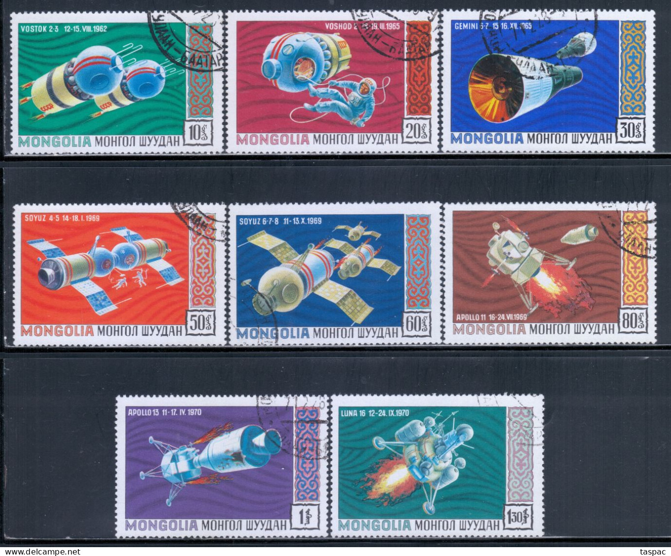Mongolia 1971 Mi# 618-625 Used - US And USSR Space Explorations - Mongolei