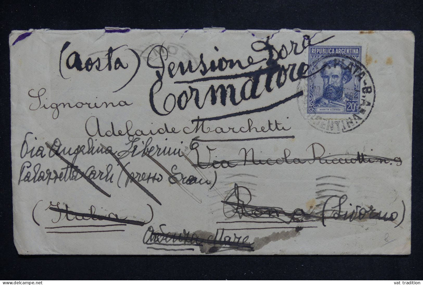 ARGENTINE - Enveloppe De  La Platta Pour L'Italie En 1939 Et Redirigée- L 150374 - Storia Postale