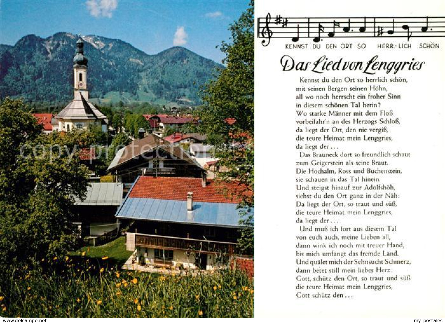 73230396 Lenggries Das Lied Von Lenggries Noten Ortsmotiv Mit Kirche Alpen Lengg - Lenggries