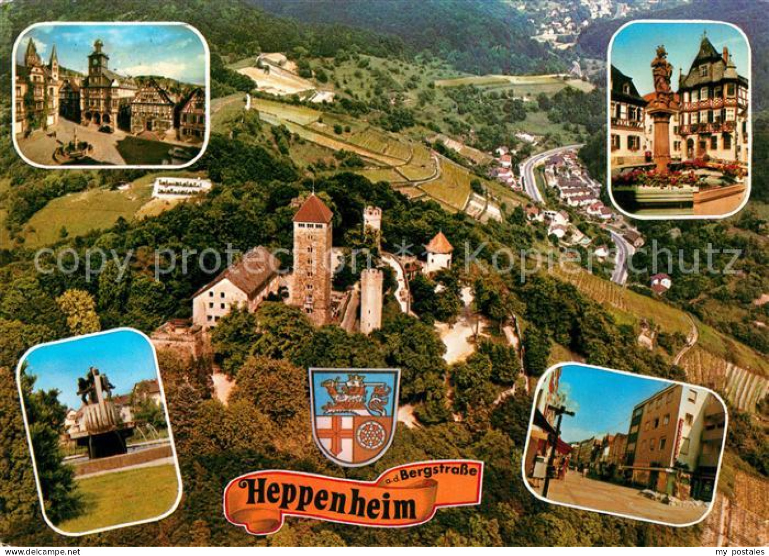 73230335 Heppenheim Bergstrasse Altstadt Brunnen Fussgaengerzone Starkenburg Fli - Heppenheim