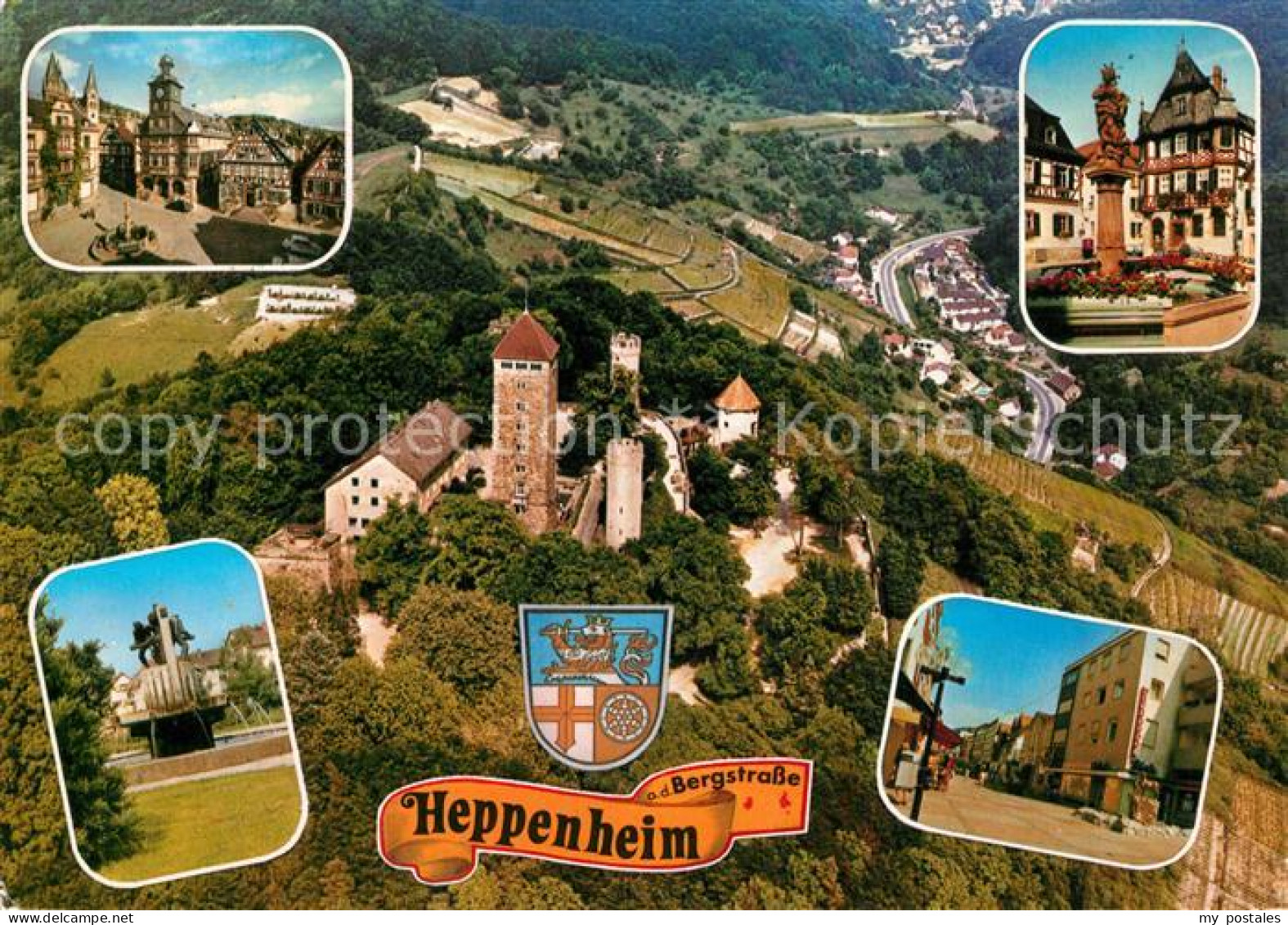 73230333 Heppenheim Bergstrasse Altstadt Brunnen Fussgaengerzone Starkenburg Fli - Heppenheim