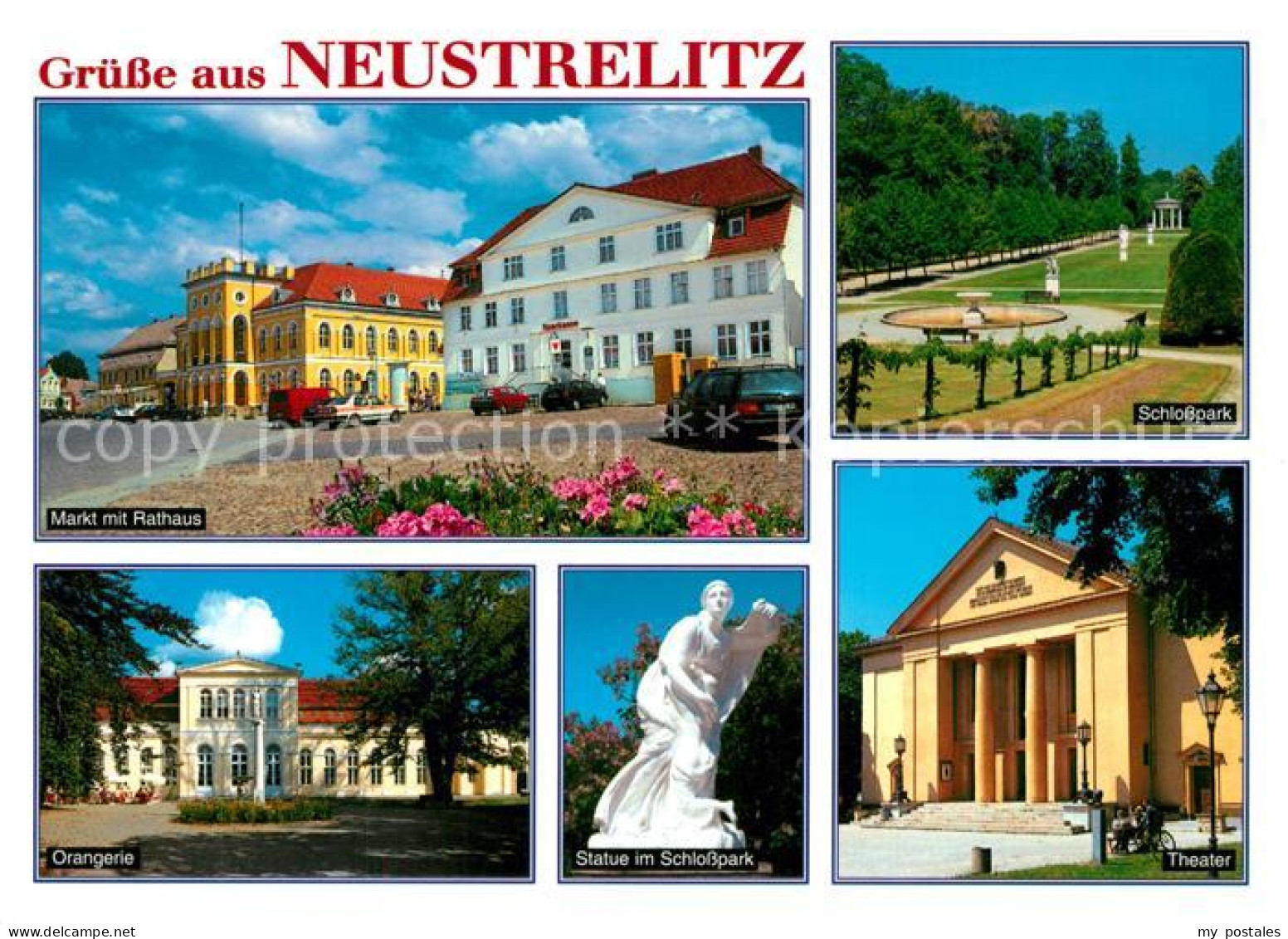 73230101 Neustrelitz Markt Rathaus Schlosspark Orangerie Statue Theater Neustrel - Neustrelitz