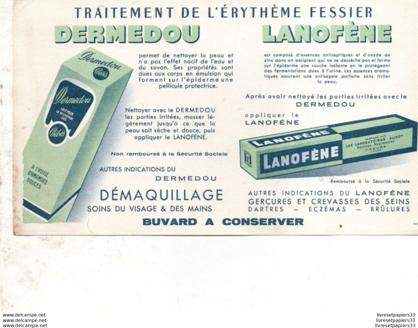 Buvard LANOFENE DERMEDOU Traitement De L'érythème Fessier - Drogisterij En Apotheek