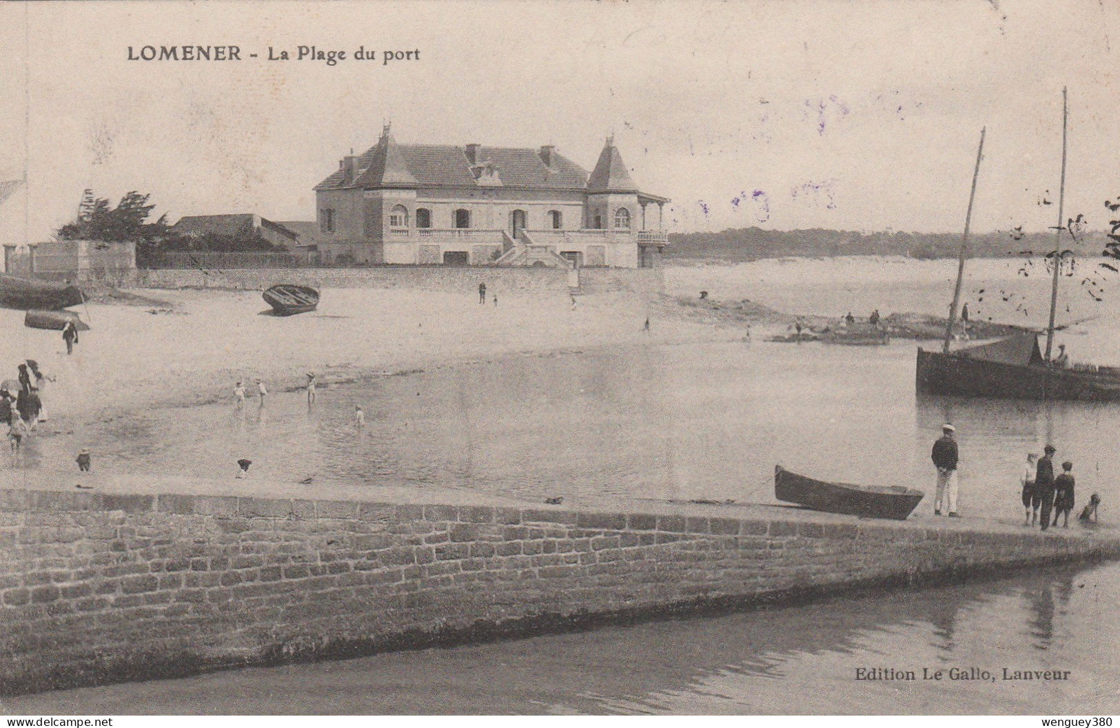 56  LOMENER - PLOEMEUR    La Plage Du Port    TB PLAN   1915.   Ed. Le Gallo.    RARE. Voir Description - Plömeur