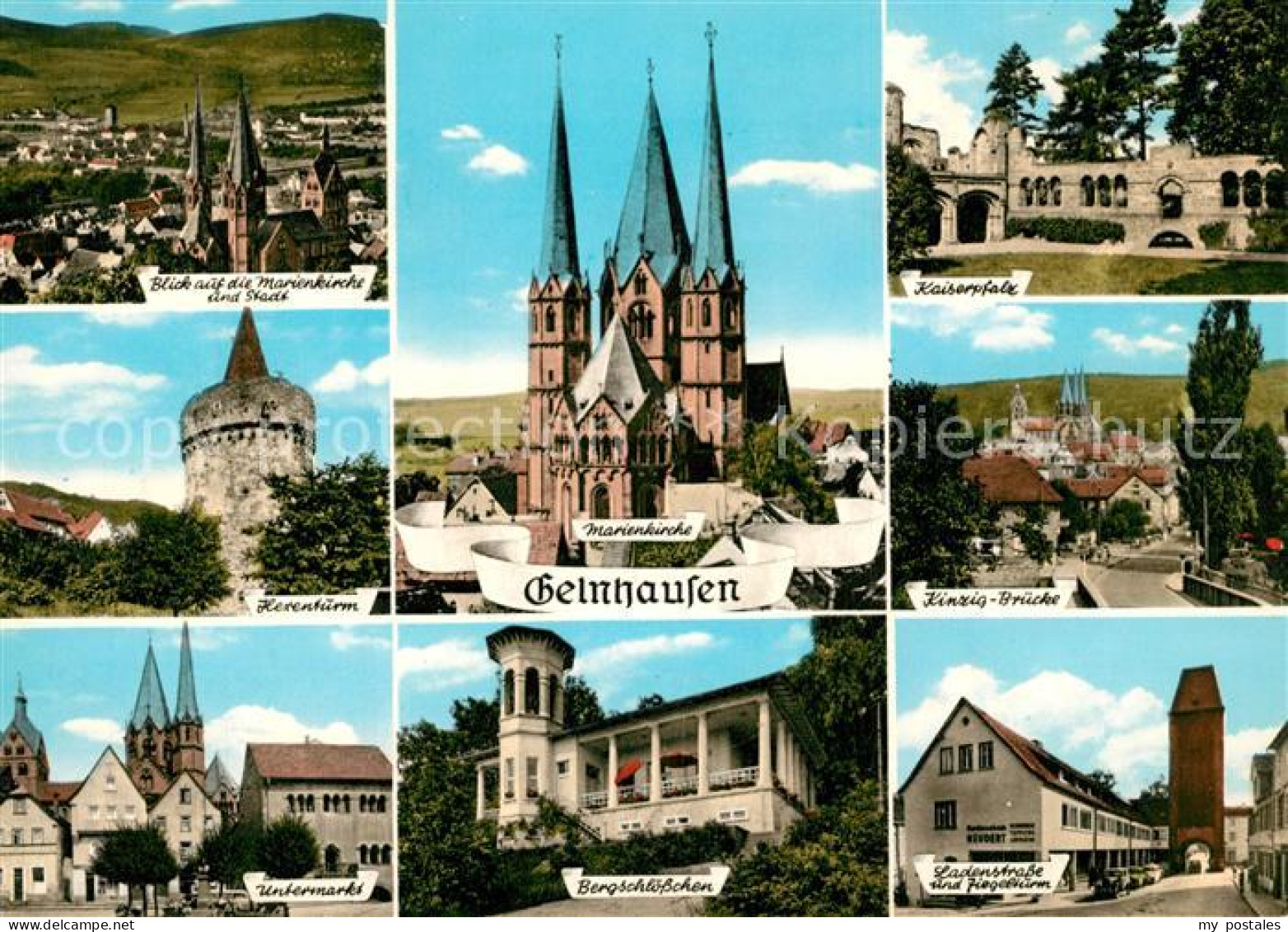 73229940 Gelnhausen Marienkirche Stadt Kaiserpfalz Hexenturm Kinzig Br?cke  Geln - Gelnhausen