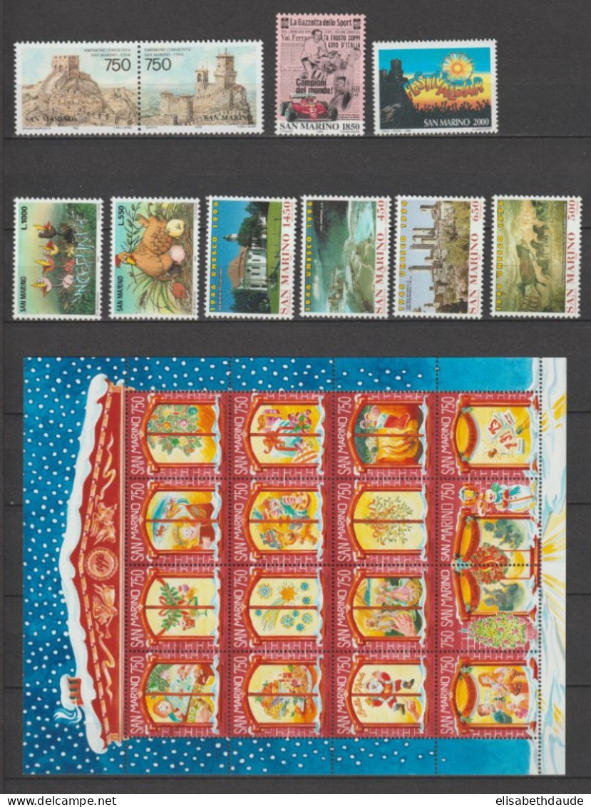 SAN MARINO - 1996 - ANNEE COMPLETE ! 2 PAGES - COTE = 84 EUR. - Années Complètes