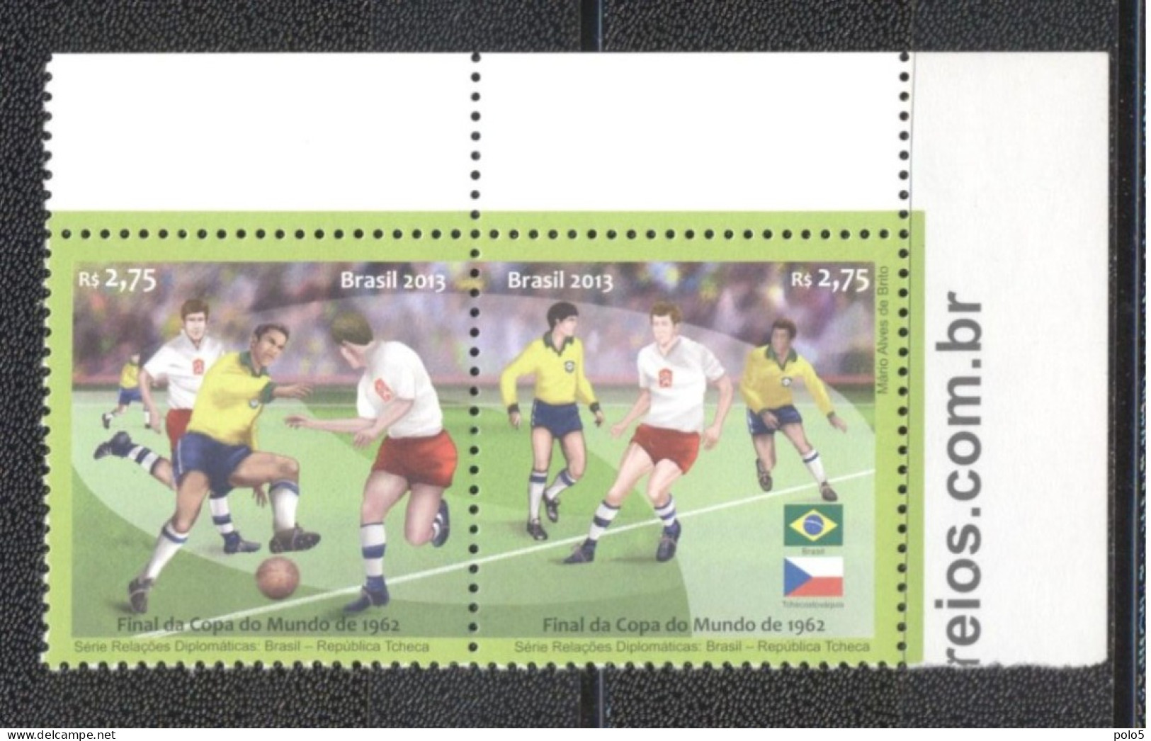 Brazil 2013-Football- Diplomatic Relation With Czech Republic - Unused Stamps