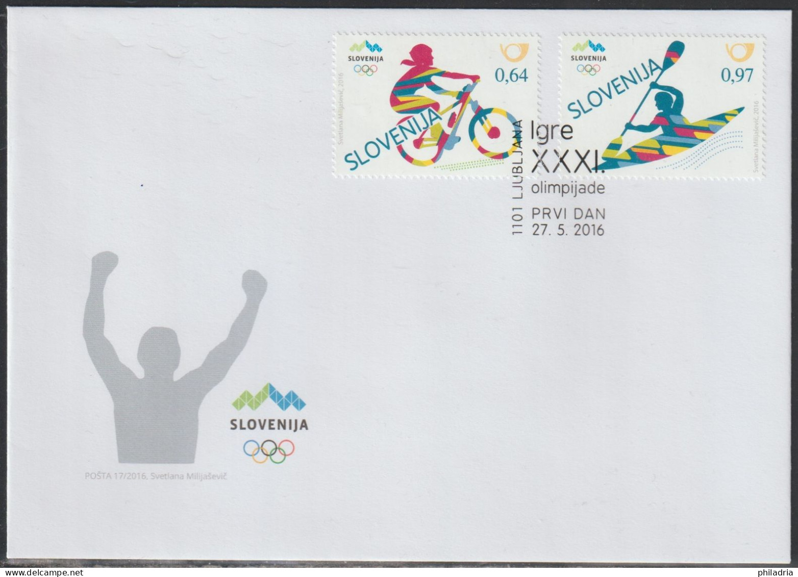 Slovenia, 2016, Rio, Olympic Games, FDC - Eté 2016: Rio De Janeiro