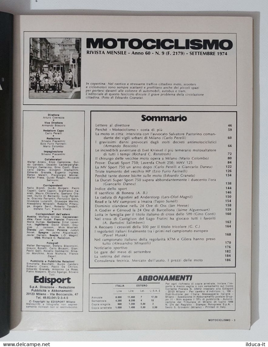 37891 Motociclismo 1974 A. 60 N. 9 - Ducati Sport 750; Laverda Chott 250; Mav - Motoren