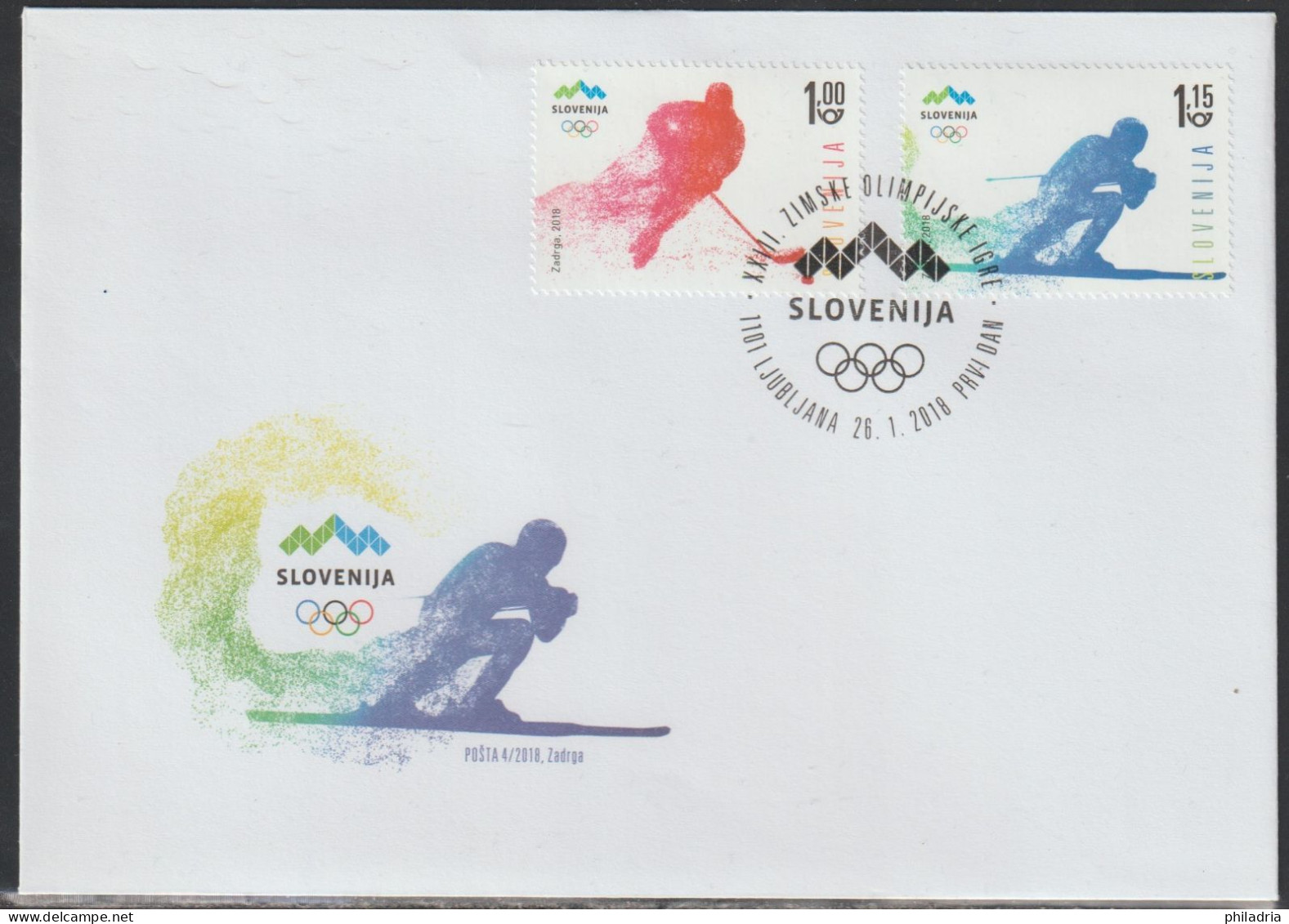 Slovenia, 2018, Pyeongchang, Olympic Games, FDC - Invierno 2018 : Pieonchang