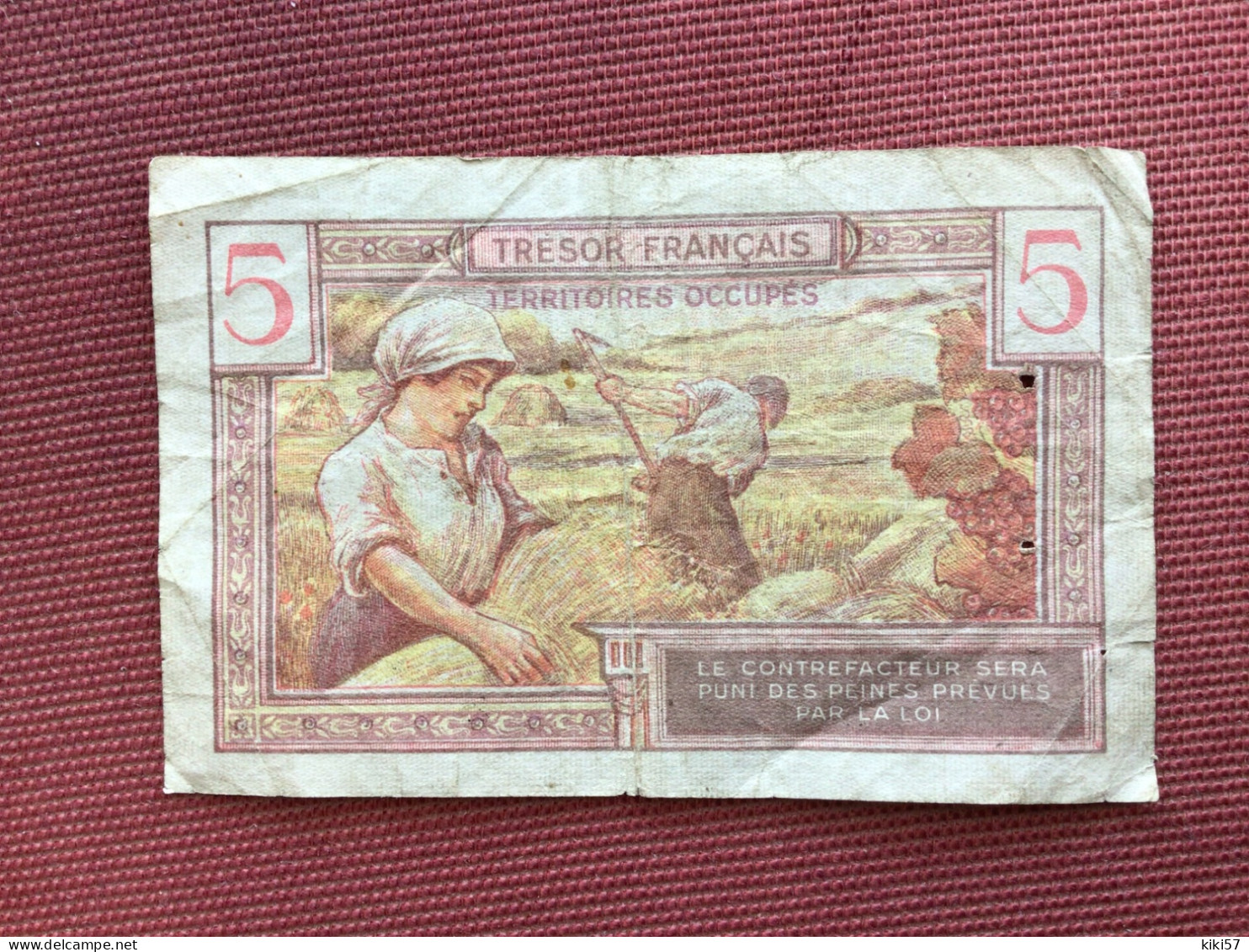 TRÉSOR FRANÇAIS Billet De 5 Francs Territoire Occupé - 1947 Tesoro Francese