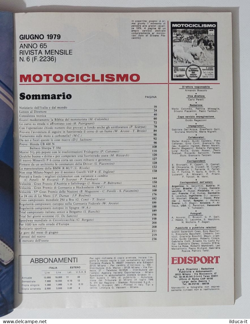 37903 Motociclismo 1979 A. 65 N. 6 - Honda CB 400N; Bultaco Sherpa 350 - Motoren