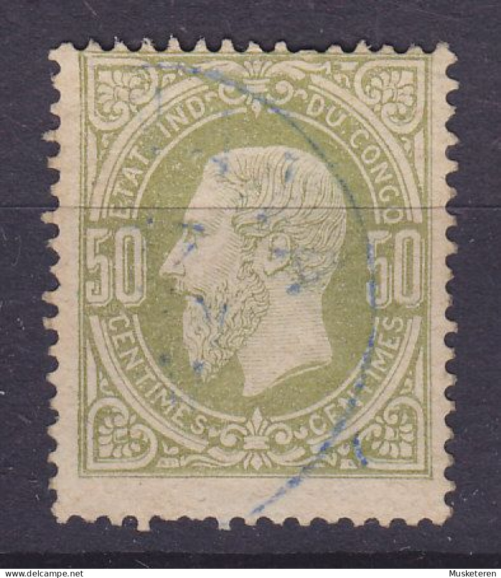 Belgian Congo 1886 Mi. 4 A  50c. King König Leopold II. Von Belgien (Blue) BANANA Cds. (2 Scans) - 1884-1894