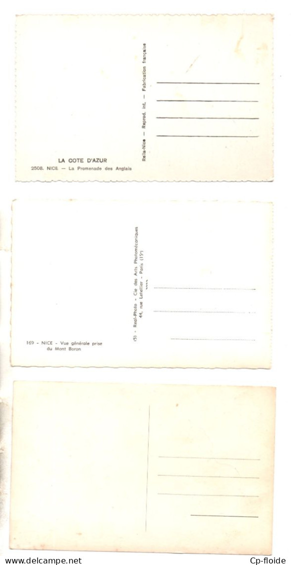 06 - NICE. " VUE GÉNÉRALE ", " PROMENADE DES ANGLAIS " & " PANORAMA À LA FRONTIÈRE ITALIENNE " . 3 CPSM - Réf. N°38563 - - Lots, Séries, Collections