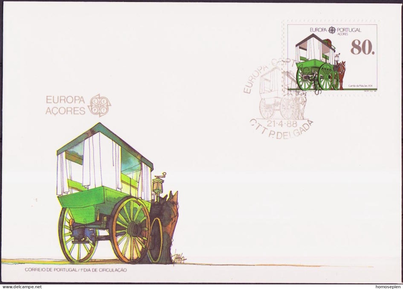 Europa CEPT 1988 Açores - Azores - Azoren - Portugal FDC Y&T N°379 - Michel N°390a - 80e EUROPA - 1988