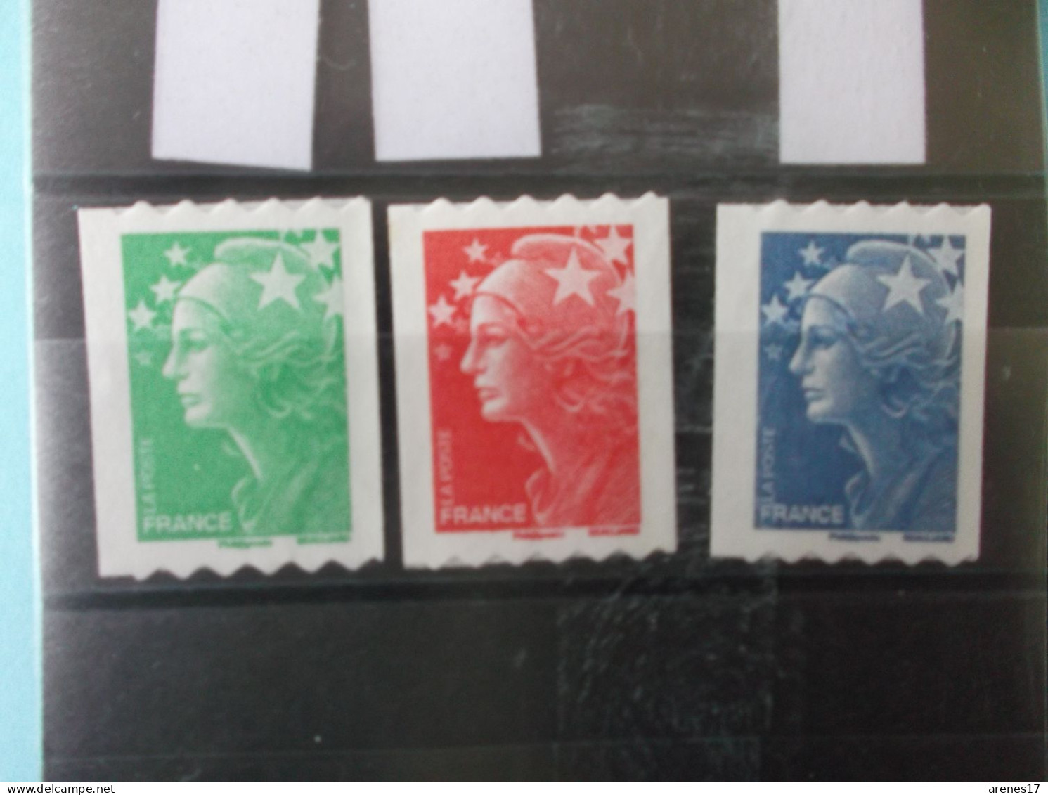 TIMBRE : AUTOADHESIF , No: 219 Vert , 220 Rouge , 221 Bleu De ROULETTE , MARIANNE De BEAUJARD , XX, En Bon état - Coil Stamps