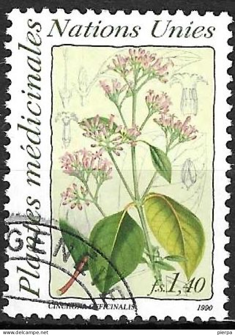 O.N.U. GENEVE - 1990 - PIANTE MEDICINALI - CHINCONA OFFICINALIS - FR. 1,40 - USATO (YVERT 191 - MICHEL 187) - Gebraucht