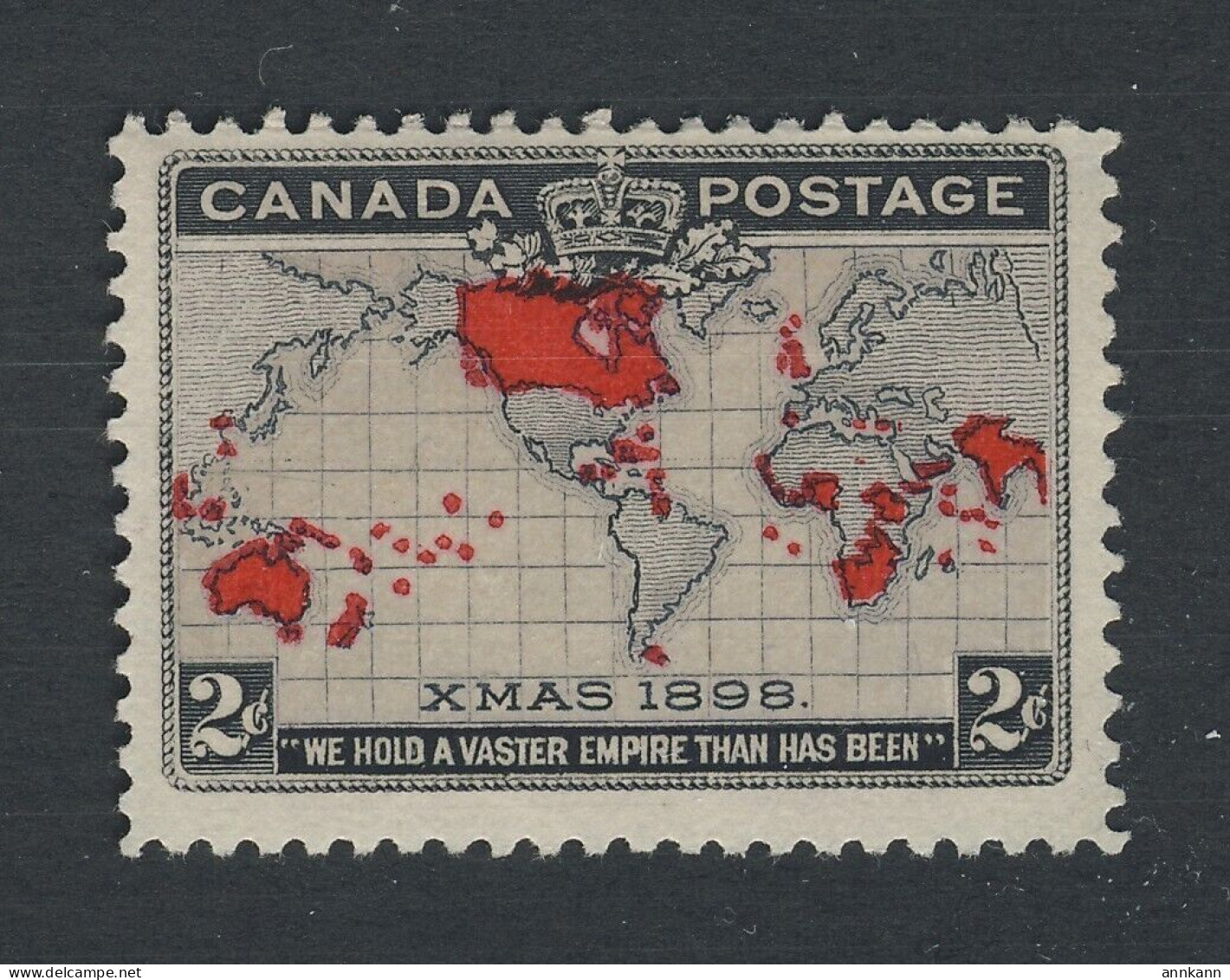 Canada 1898 Xmas Map Stamp; #85-2c MH F/VF Guide Value = $40.00 - Neufs