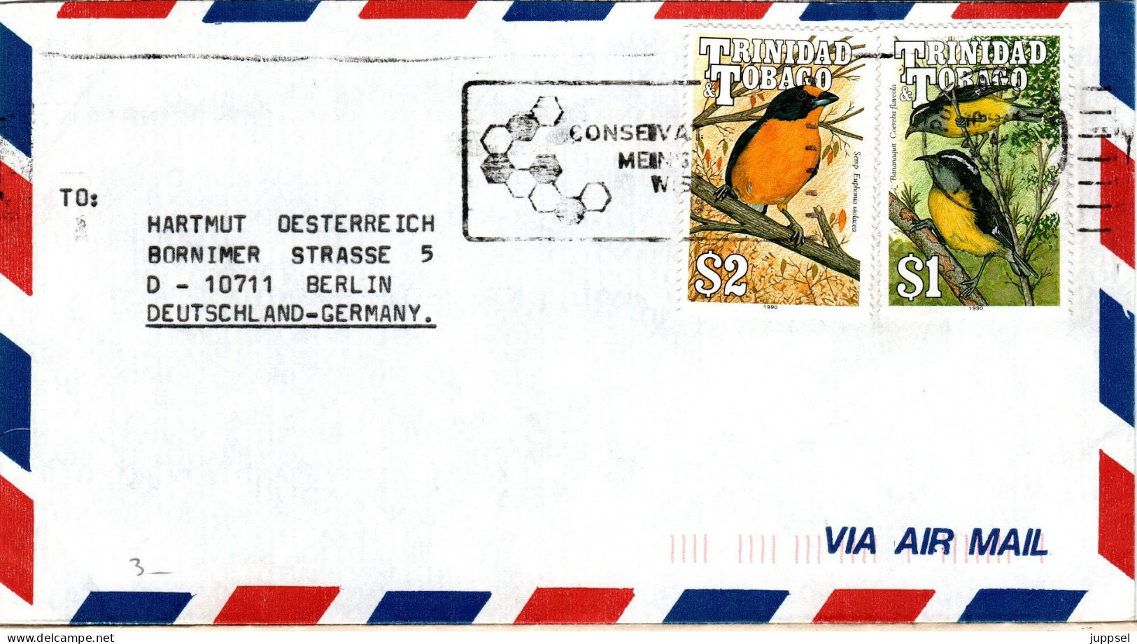 TRINIDAD & TOBAGO, Letter, Birds   /  TRINITÉ Et TOBAGO  Lettre , Oiseaux - Cigognes & échassiers