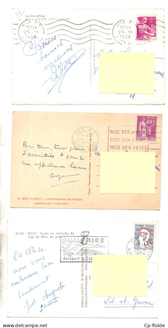 06 - " NICE ENTRE LES FLEURS ", " PROMENADE DES ANGLAIS " & " ROUTE EN CORNICHE " . 3 CPSM - Réf. N°38564 - - Konvolute, Lots, Sammlungen