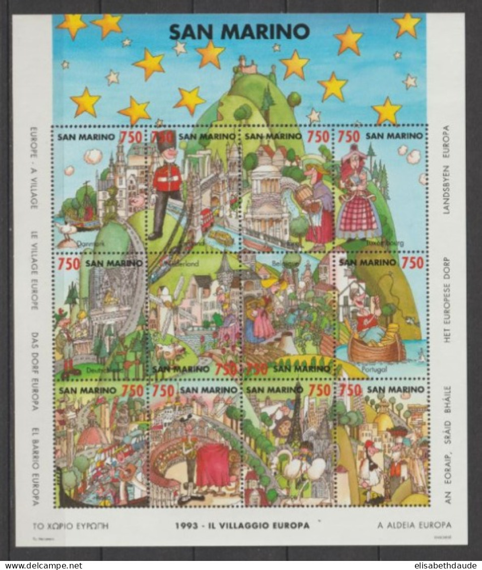 SAN MARINO - 1993 - VILLAGE EUROPE - FEUILLET YVERT 1332/1343 ** MNH - Hojas Bloque