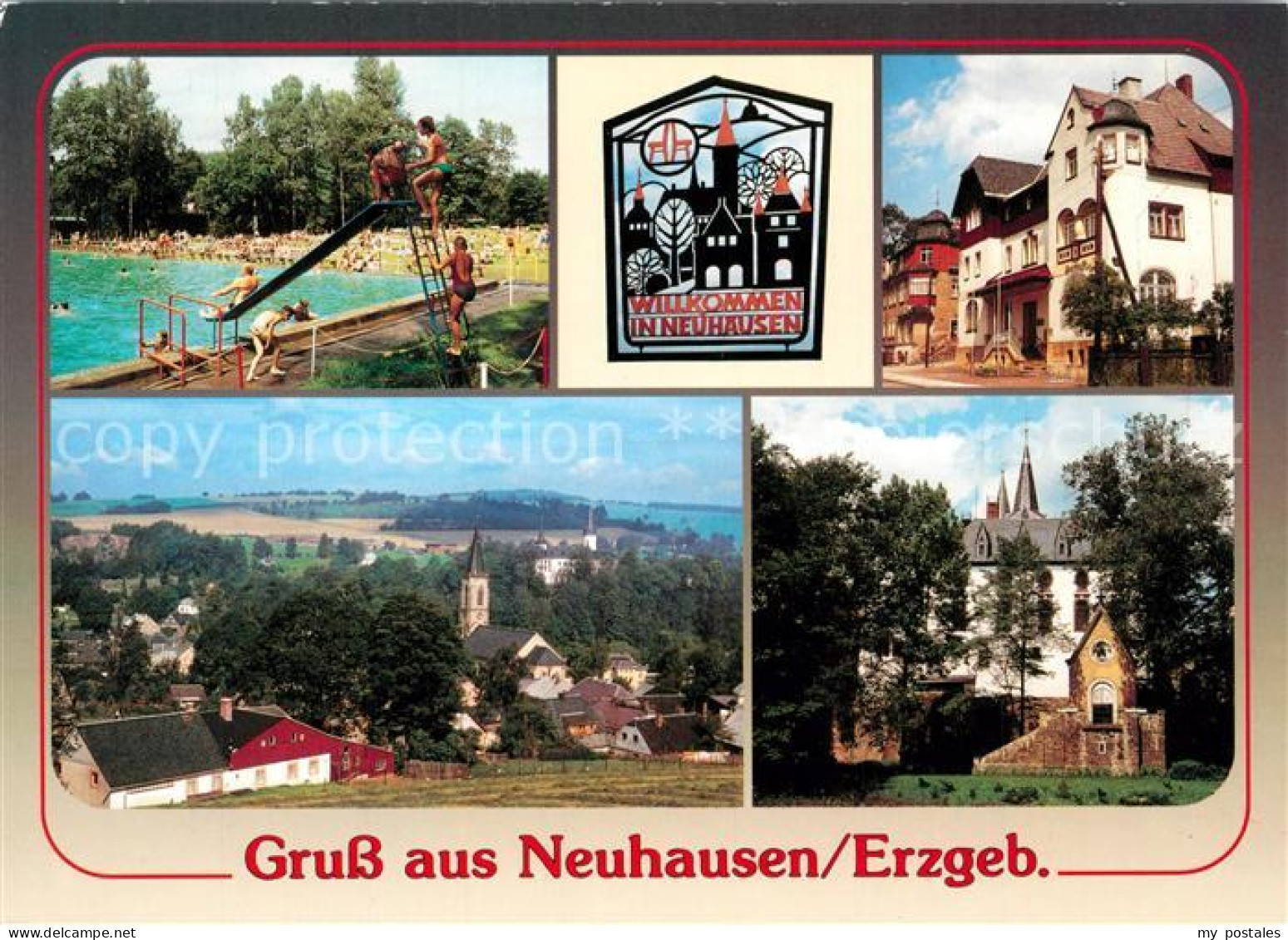 73228505 Neuhausen Erzgebirge Schwimmbad Rathaus Schloss Purschenstein  Neuhause - Neuhausen (Erzgeb.)