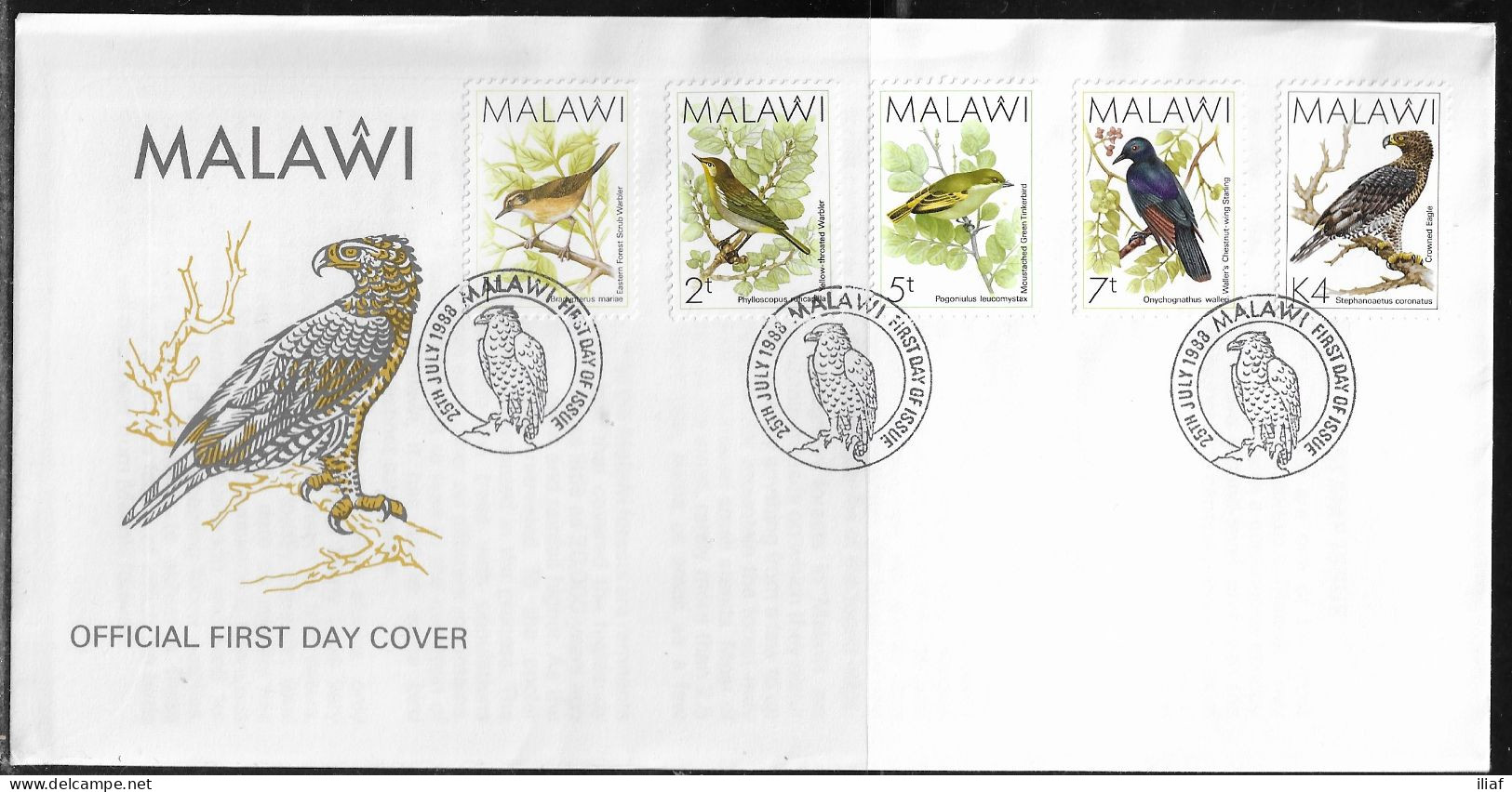 Malawi. FDC Sc. 518-521, 532.   Birds Definitives 1988-2002.  FDC Cancellation On Cachet FDC Envelope - Malawi (1964-...)