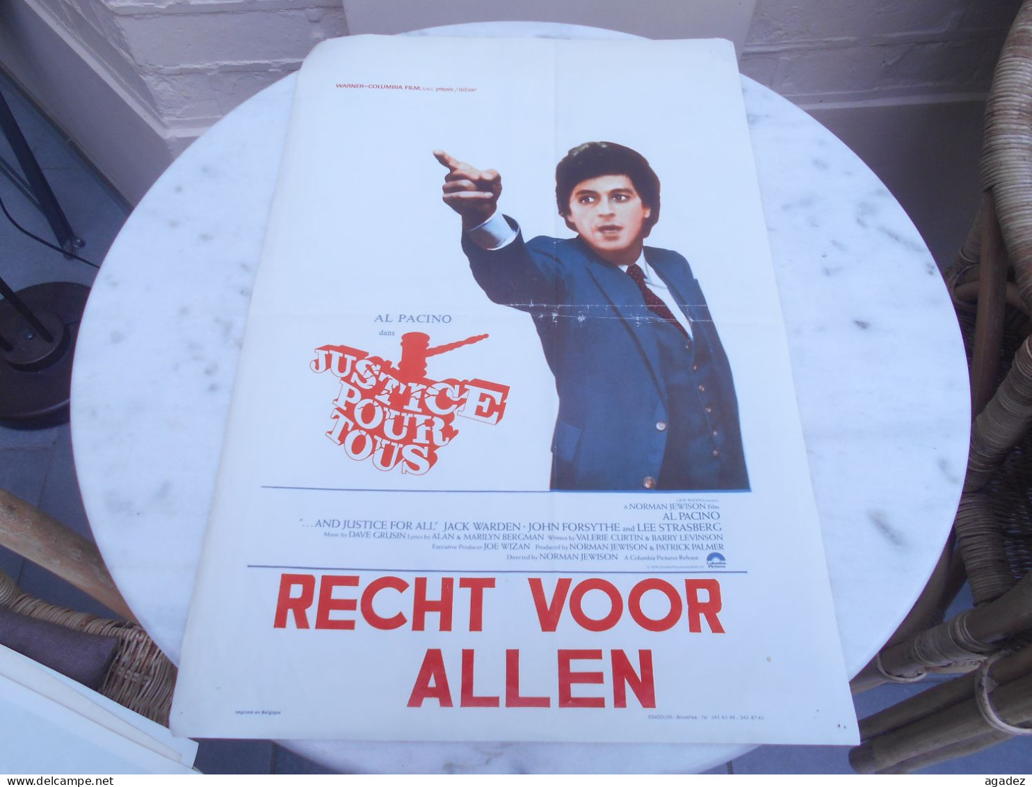 Ancienne Affiche Cinema Film " Justice Pour Tous " Al Pacino  Recht Voor Allen - Affiches