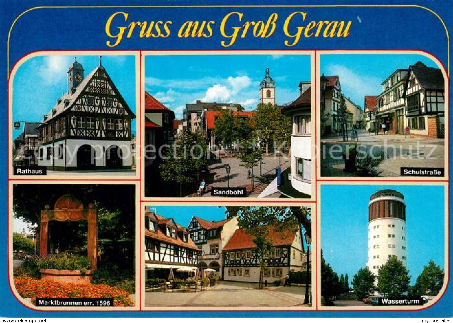 73228317 Gross-Gerau Rathaus Sandboehl Schulstrasse Wasserturm Marktplatz Brunne - Gross-Gerau