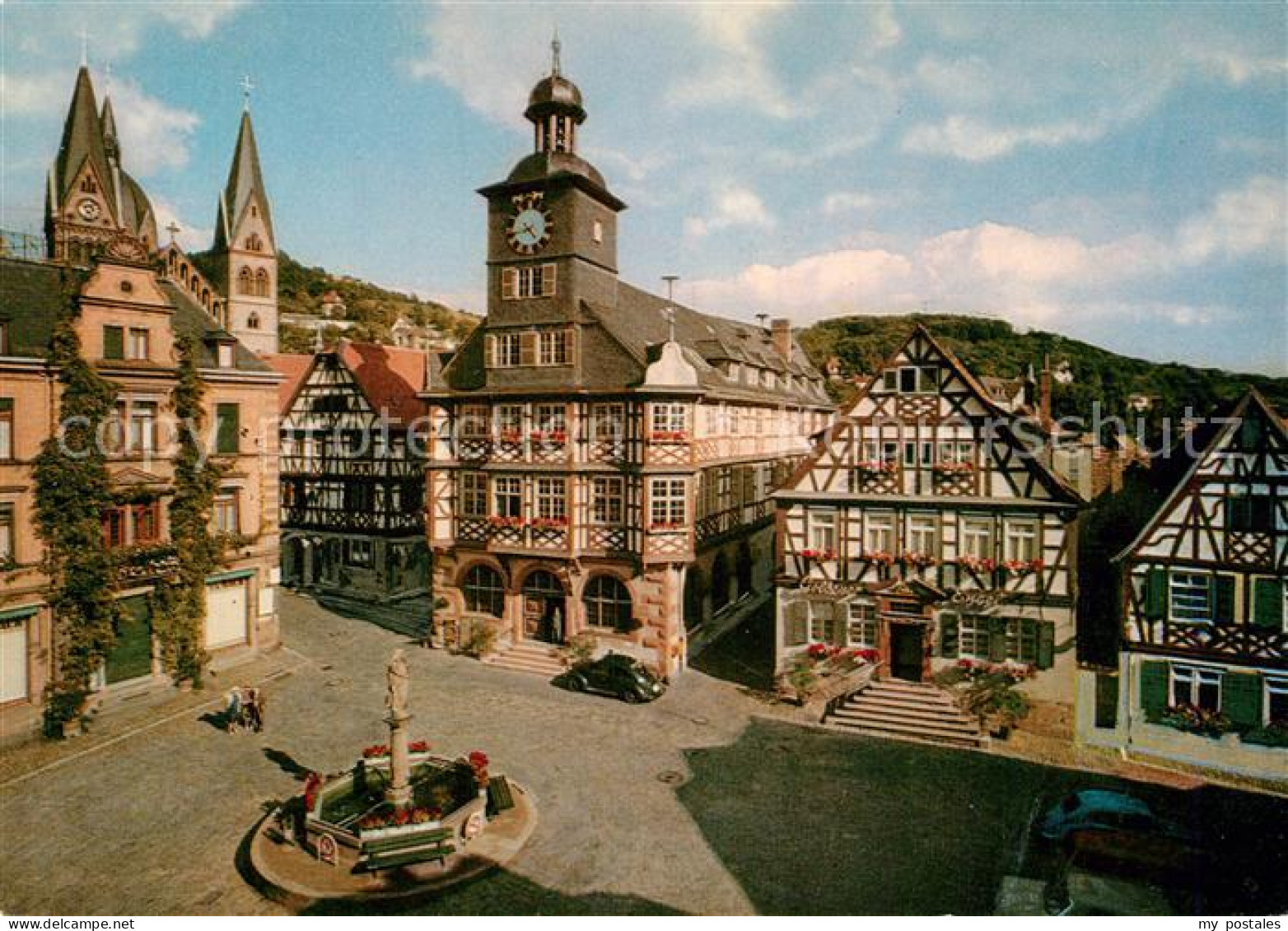 73228297 Heppenheim Bergstrasse Marktplatz Rathaus Gaststaette Goldener Engel Al - Heppenheim