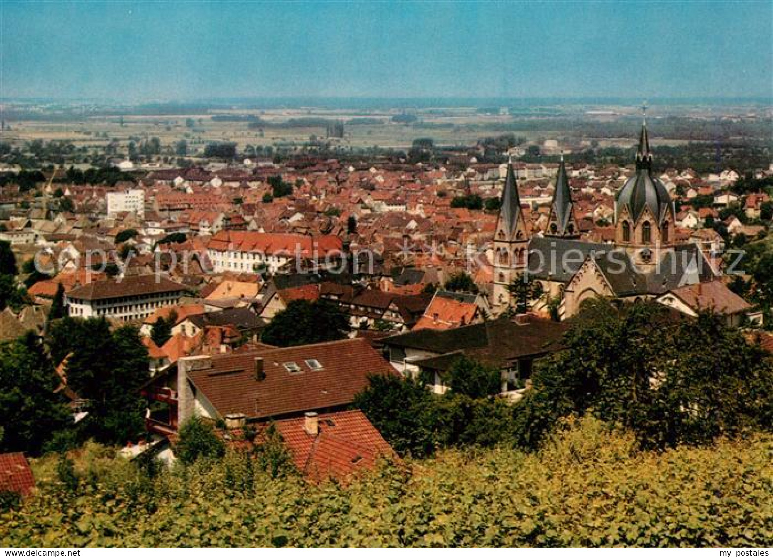 73228295 Heppenheim Bergstrasse Stadtbild Mit Dom Blick In Die Rheinebene Heppen - Heppenheim