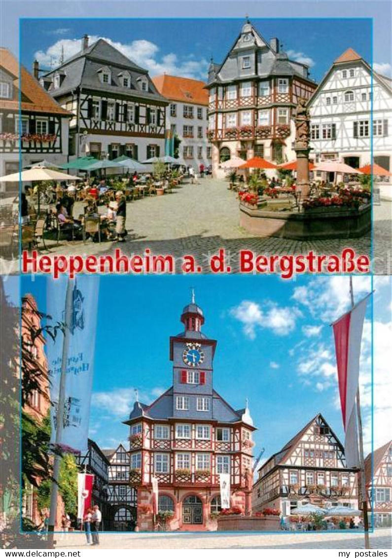 73228287 Heppenheim Bergstrasse Marktplatz Altstadt Fachwerkhaeuser Rathaus Hepp - Heppenheim
