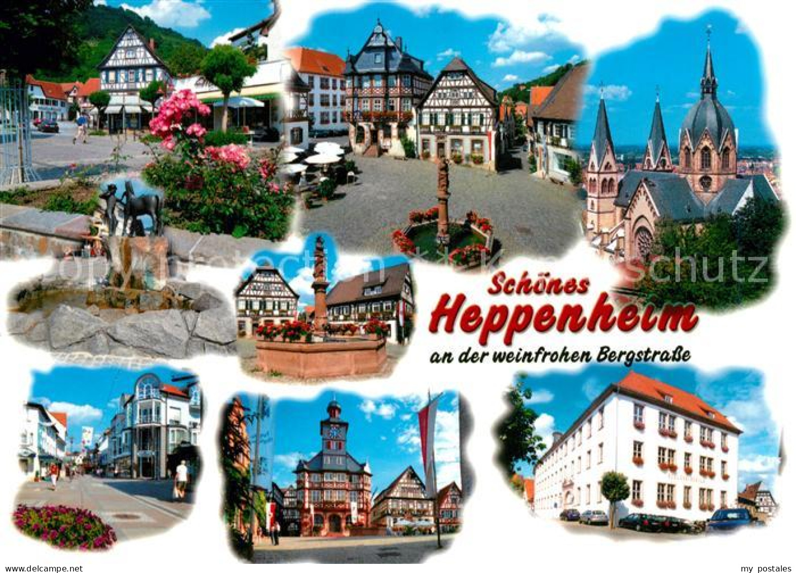 73228286 Heppenheim Bergstrasse Altstadt Fachwerkhaeuser Dom Brunnen Rathaus Hep - Heppenheim