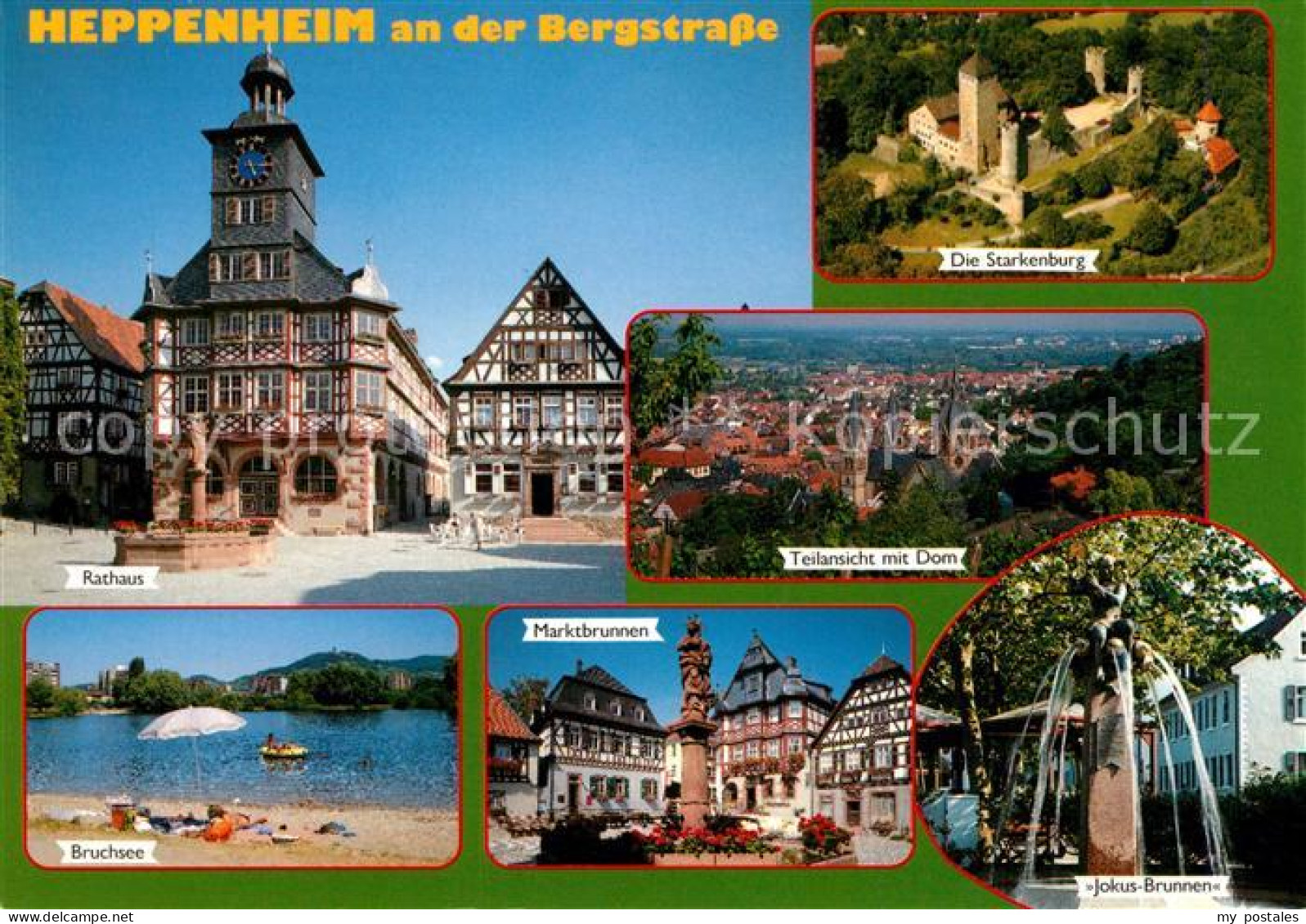 73228281 Heppenheim Bergstrasse Rathaus Marktbrunnen Jokus Brunnen Bruchsee Bade - Heppenheim