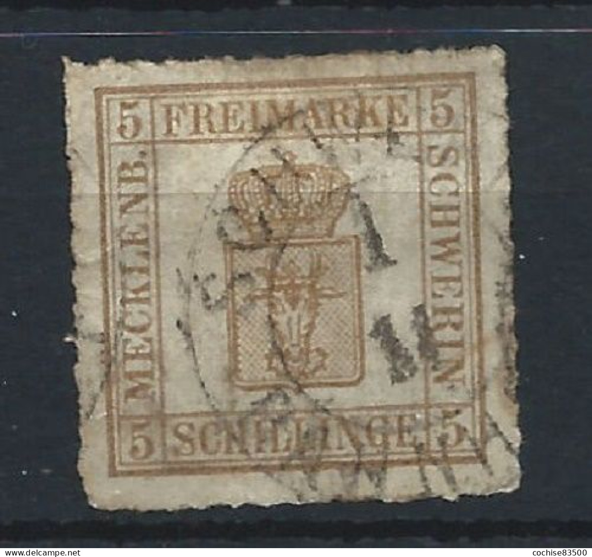 Allemagne - Mecklembourg-Schwerin N°7 Obl (FU) 1856/67 - Armoiries - Mecklenbourg-Schwerin