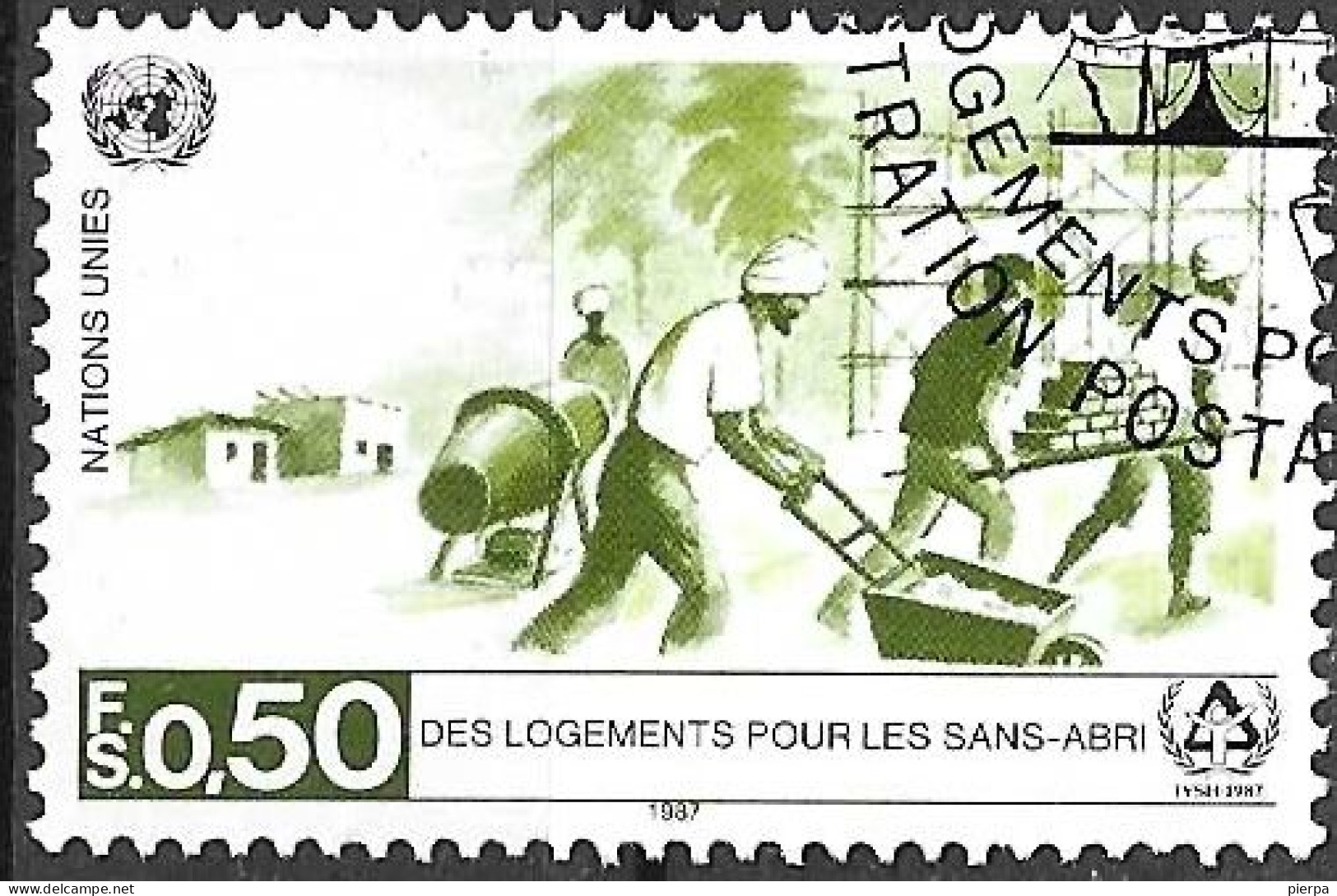 O.N.U. GENEVE - 1987 - EDILIZIA PER I SENZA TETTO - FR. 0,50 - USATO (YVERT 154 - MICHEL 154) - Used Stamps