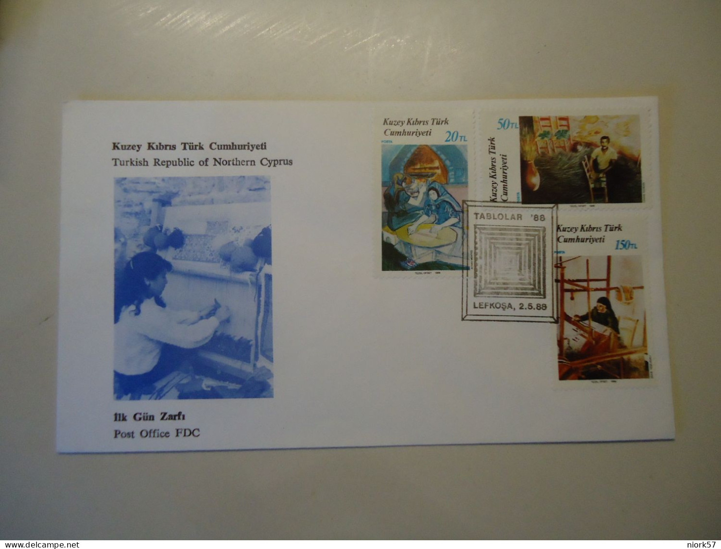 CYPRUS TURKIE FDC 1988 PAINTING - Lettres & Documents