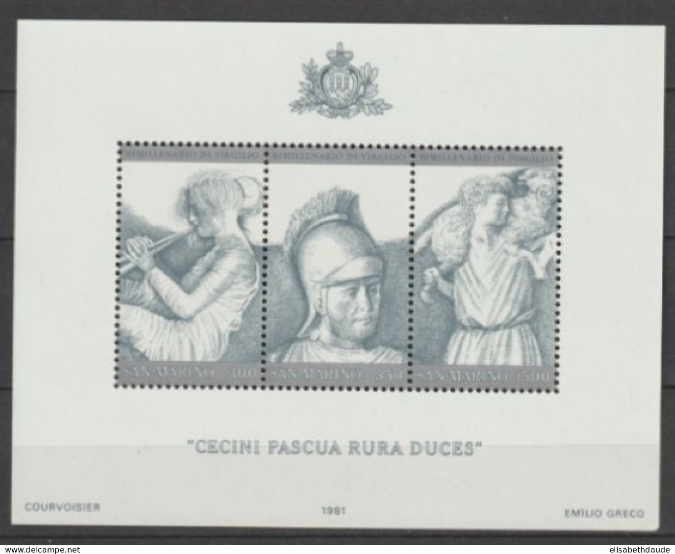 SAN MARINO - 1981 - POETE VIRGILE - FEUILLET BLOC YVERT N°11 ** MNH - Blocks & Sheetlets