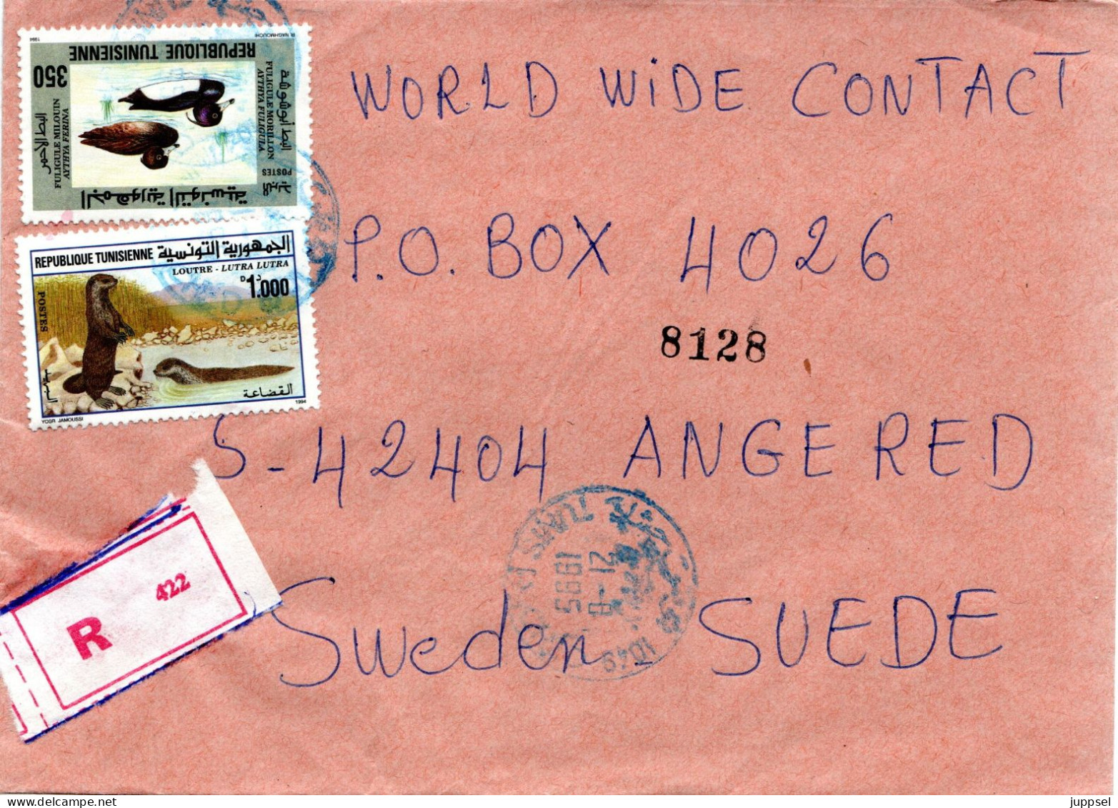 TUNESIA, Registered Letter, Ducks, Otters   /  TUNESIE  Lettre Recommandée, Loutres - Ducks