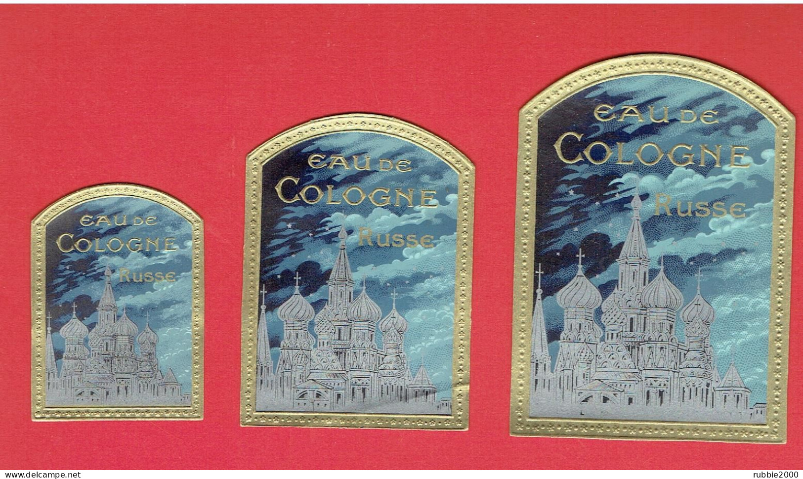 3 ETIQUETTES ANCIENNES EAU DE COLOGNE RUSSE PARFUM RUSSIE - Etichette