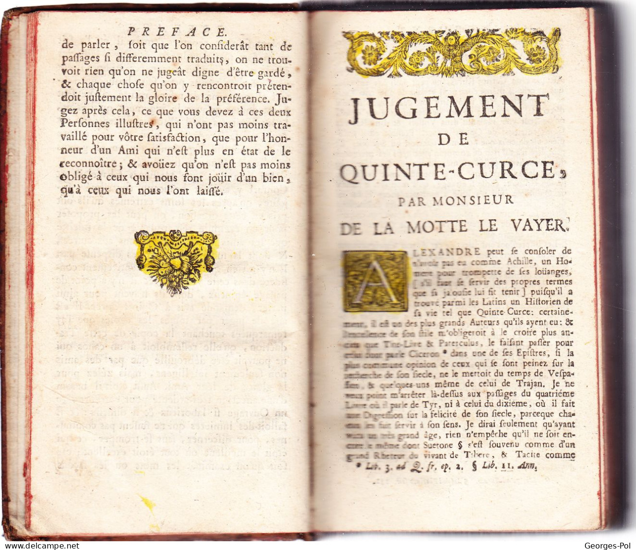 QUINTE-CURCE. 2 TOMES : Alexandre Le Grand, En Latin, Avec Traduction Française De M. De Vaugelas. (probablement 1680) - Tot De 18de Eeuw