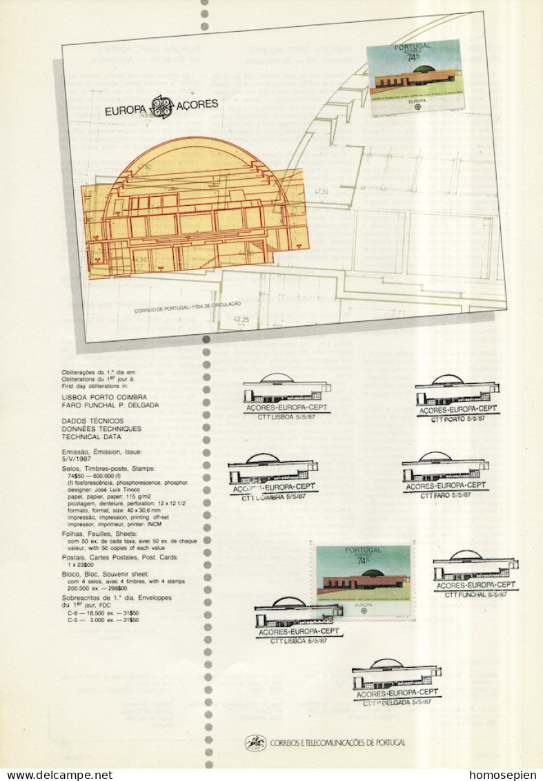 Europa CEPT 1987 Açores - Azores - Azoren - Portugal Y&T N°DP372 - Michel N°PD383 (o) - 74,50e EUROPA - 1987