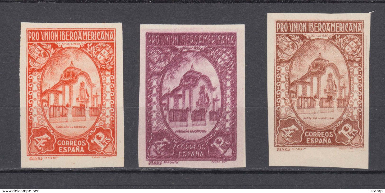 Spain 1930 Colour Proof Imperforate,Exhibition 4Px3, Scott# 446,MNH,NG/OG/OG - Proofs & Reprints