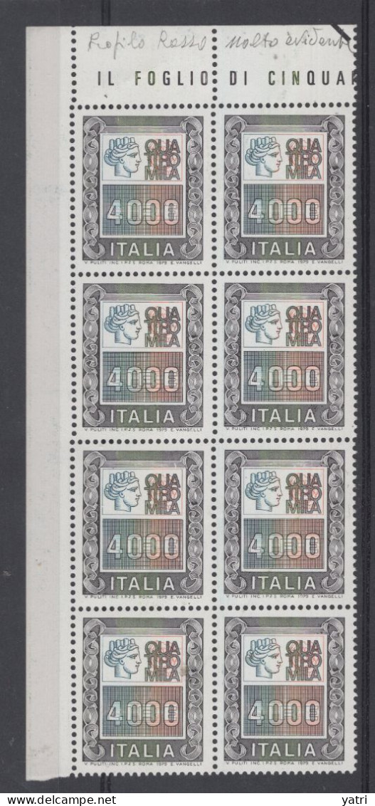 Italia (1978) - Alti Valori - 4.000 Lire In Blocco Di 8 ** - 1971-80: Neufs